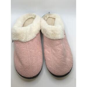 JOOMRA Women's Light Pink Knit Faux-Fur Slippers SZ 11-12